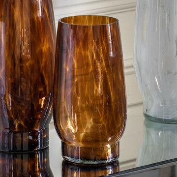 Small Tortoiseshell Amber Glass Vase