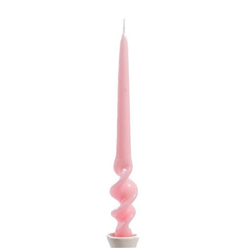 Box of 8 Glossy Pink Twist Dinner Candles