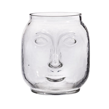 Clear Glass Face Vase
