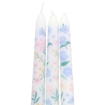 Set of 3 Floral Print Dinner Candles