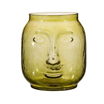Green Glass Face Vase