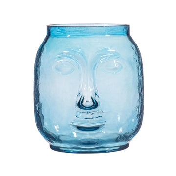 Blue Glass Face Vase