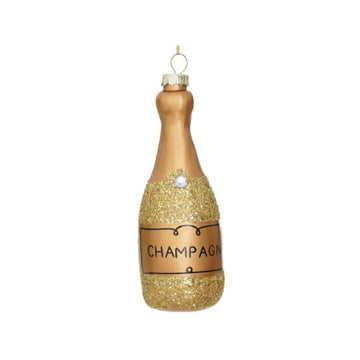 Champagne Bottle Glass Bauble