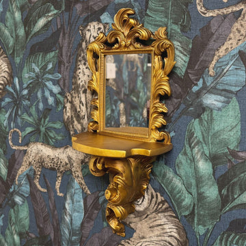 Antique Gold Baroque Mirrored Shelf