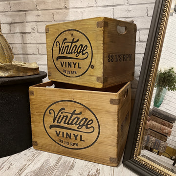 Vintage Vinyl Record Storage Box
