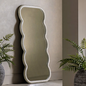 Wavy White Leaner Mirror