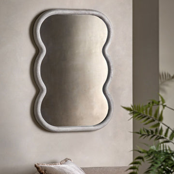 Wavy White Wall Mirror