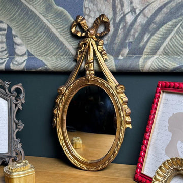 Antique Gold Ribboned Convex Mirror