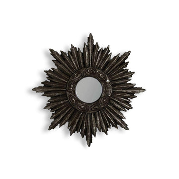 Medium Antique Black Convex Starburst Mirror