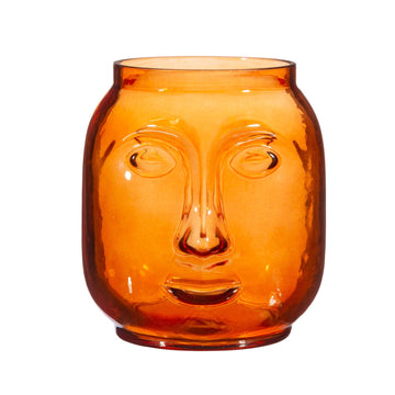 Amber Glass Face Vase